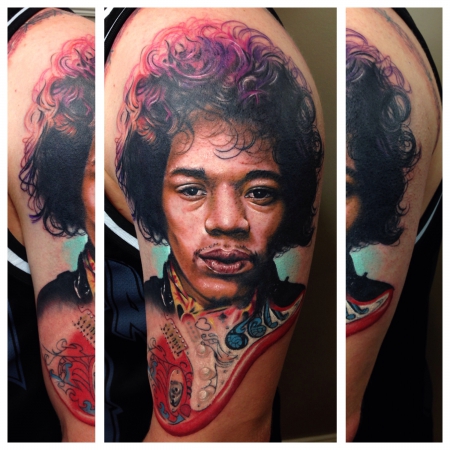 Feder-Tattoo: Jimi Hendrix 