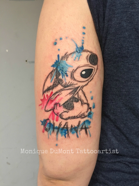 stitch tattoo, abstract, scribble/sketchy, watercolor
