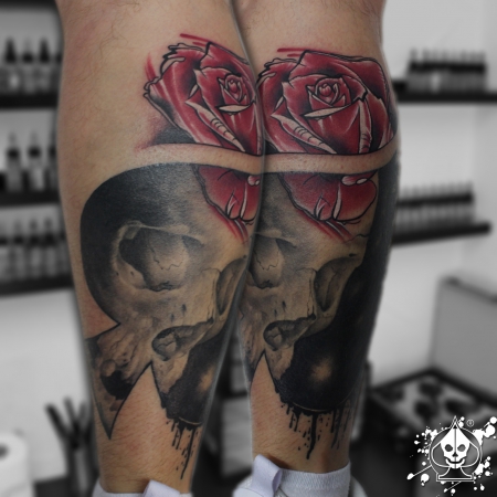 Skull, Totenkopf, Rose, Coverup 