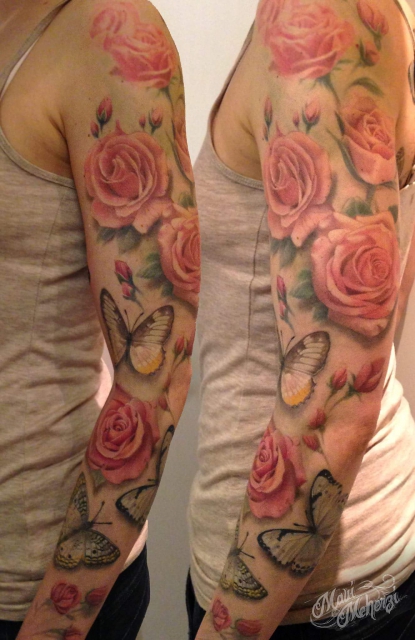 Rosen Schmetterling Tattoo