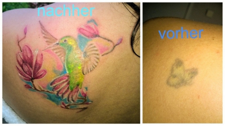 kolibri-Tattoo: bunter Kolibri