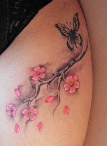 Schmetterling-Tattoo: cherry blossom butterfly