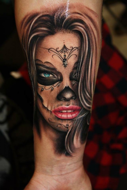 la catrina-Tattoo: La Catrina, tätowiert von Tibor Szalai