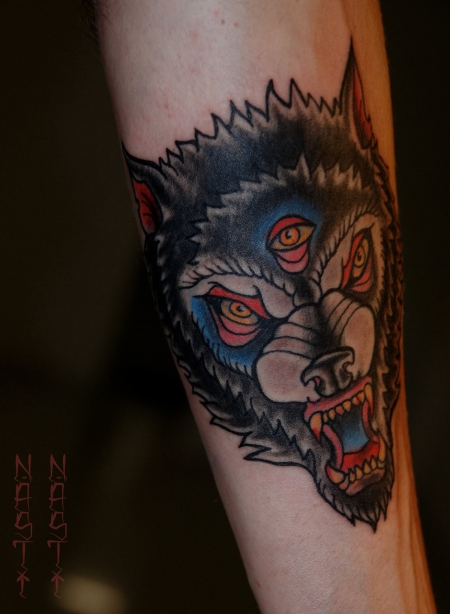 neo traditional wolf
