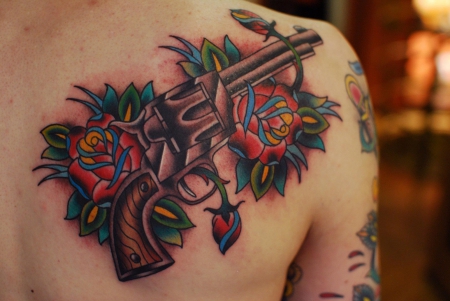 Gun with roses