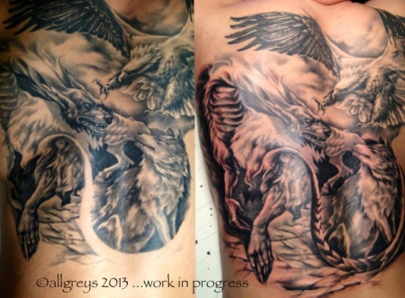 Backpiece - Animal - Fantasy - Black and Grey