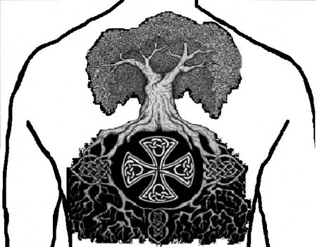Keltischer Lebensbaum mit Kreuz