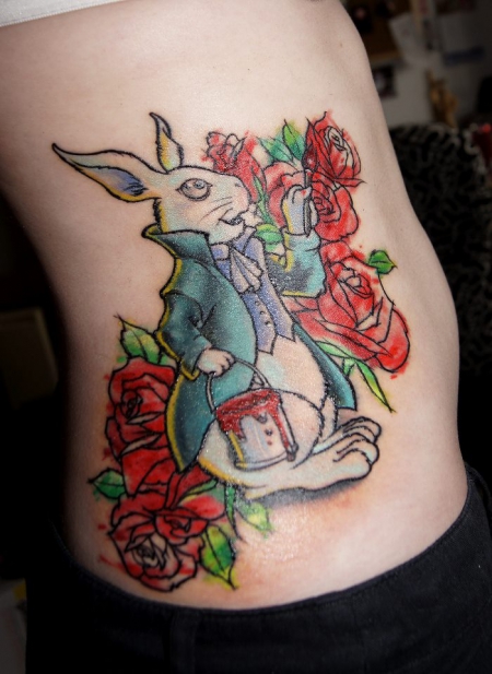 alice im wunderland-Tattoo: Alice im Wunderland - Kaninchen