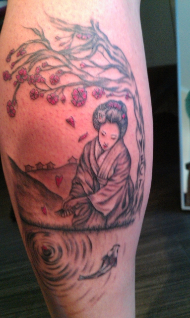 Geisha mit Koi