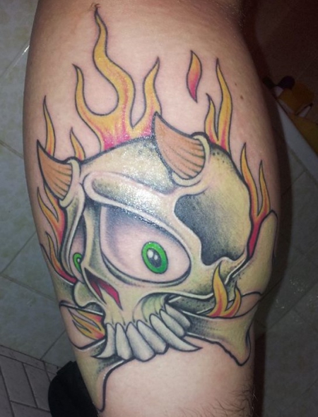 einhorn-Tattoo: Comic Skull