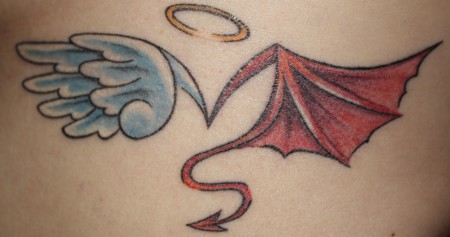 Engel teufel tattoo rücken