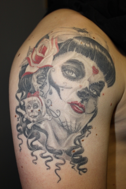 muerte-Tattoo: betty page Muerte Skull