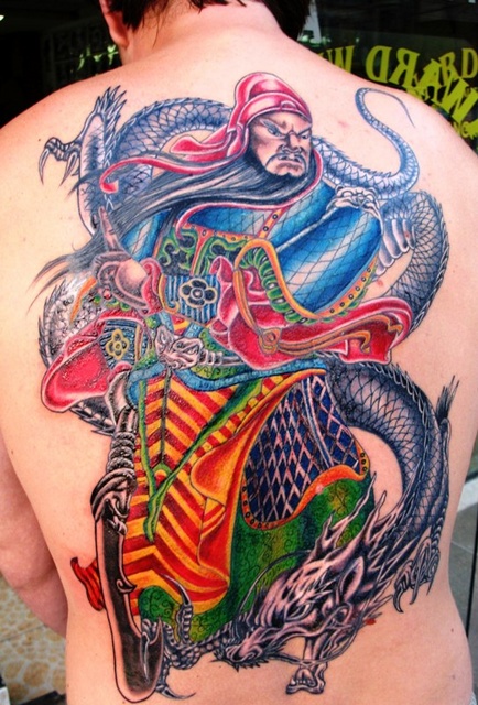 guan yu back tattoo