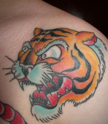 old School-Tattoo: Tiger Kopf