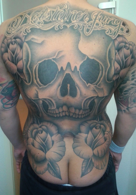 Skull/Roses/Letters Backpiece