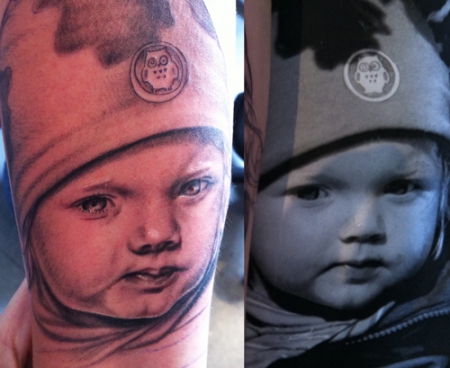 kleinkindportrait, gestochen von Sarah, Tattoo Cat 