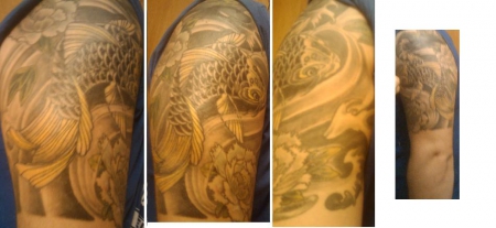 cover up mit koi + pfingstrosen