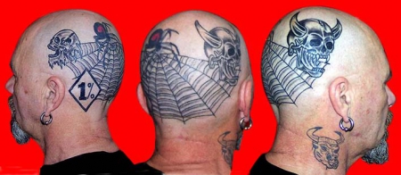 Kopf Tattoo,Totenkopfmit Spinne
