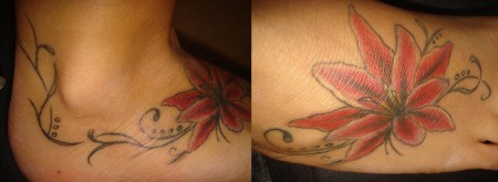 Fuß Tattoo Blume und Ranken 