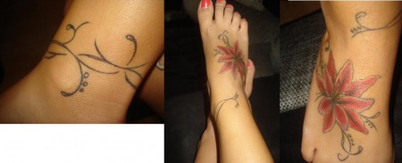 Fuß Tattoo Blumen und Ranken 