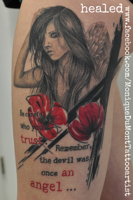 angel tattoo watercolor grunge