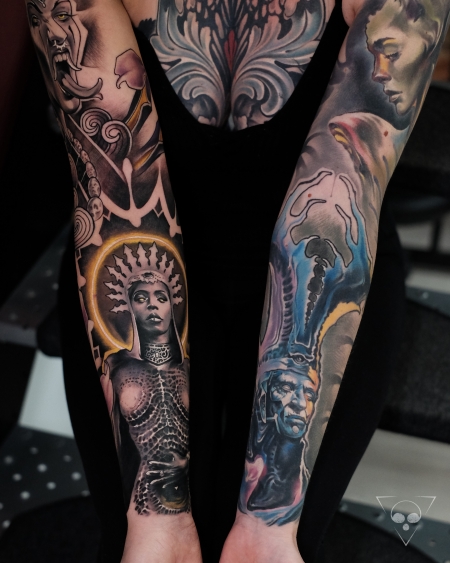sterne-Tattoo: Sleeve 3 Tage 2 Cover Ups // Göttin  - King & Queen