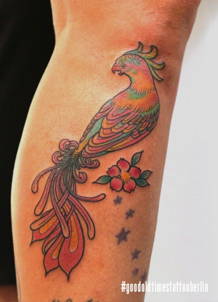 Traditional paradise bird tattoo