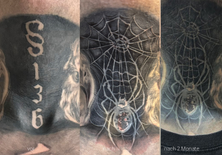 Cover Up Spinne Hals Tattoo Studio Marburg ON
