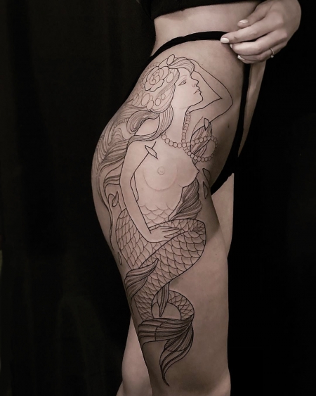 meerjungfrau-Tattoo: 1. Sitzung Meerjungfrau 