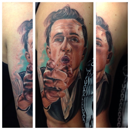kussmund-Tattoo: Johnny Cash 