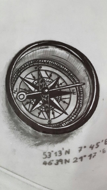 Kompass Skizze zur Ausbesserung 