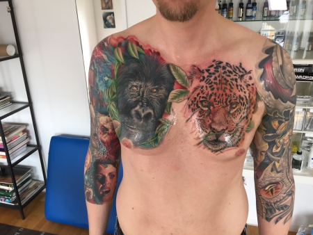 leopard-Tattoo: Zwischenstand Brust  - nur fürs Profil (nicht bewerten) ***Mario Hartmann***