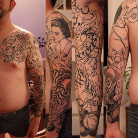 Asia Sleeve + Brust (shishi, Geisha, Tiger) 