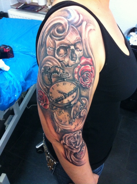 Blumen und skull