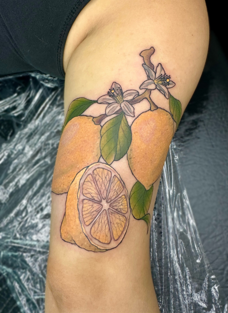 Neotraditional Lemon Tattoo