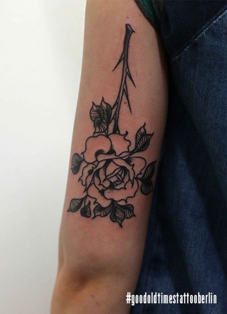 Blackwork rose tattoo