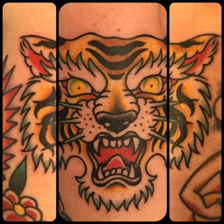 old School-Tattoo: traditional tiger