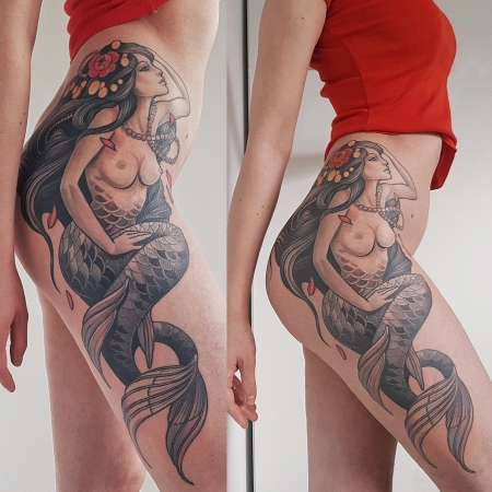 meerjungfrau-Tattoo: Meerjungfrau - endlich fertig!