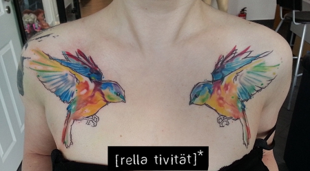 vogel-Tattoo: Aquarellvögel