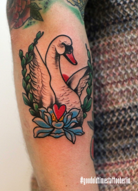 Traditional swan tattoo