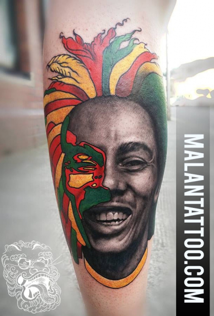 Bob Marley mit bunt abstrakt