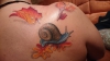 Schnecke mit Herbstlaub 