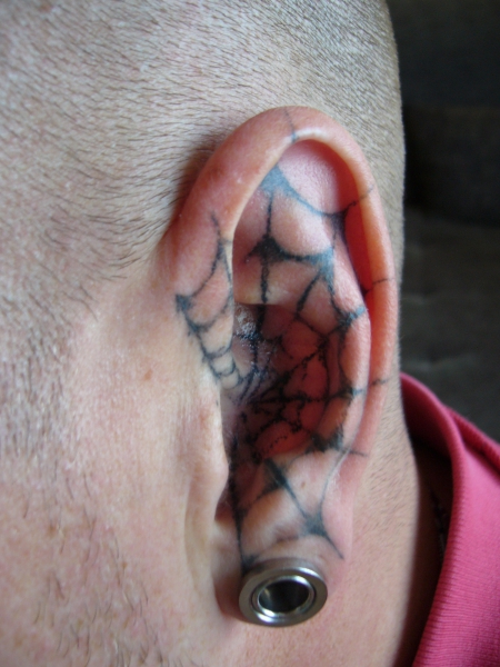 Spinnennetz im Ohr