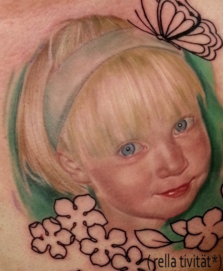 mädchen-Tattoo: Kinderportrait, Mädchen