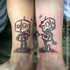 Partnertattoo robot love scribble