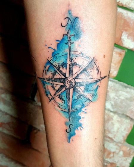 Watercolor Tattoo Compass