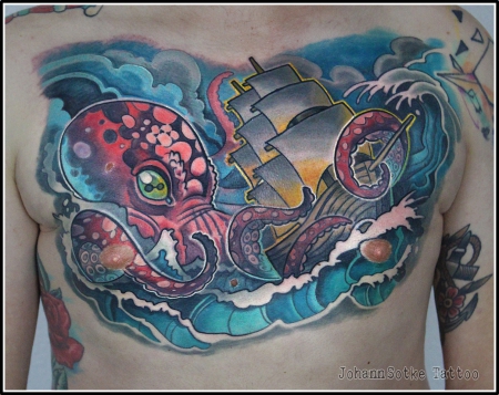 schiff-Tattoo: Oktopus