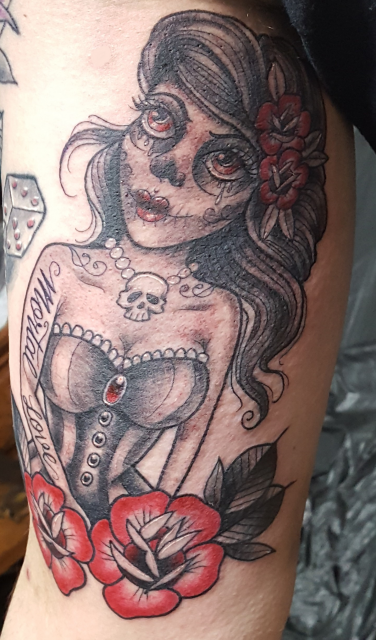La Catrina mit Lettering "Mortal Love"