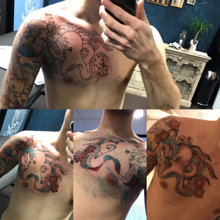 Kraken Brusttattoo