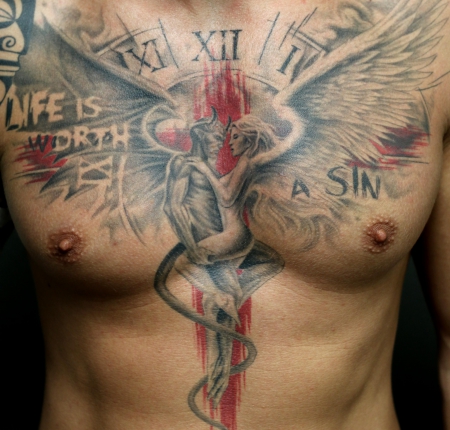 teufel-Tattoo: Teufel und Engel
